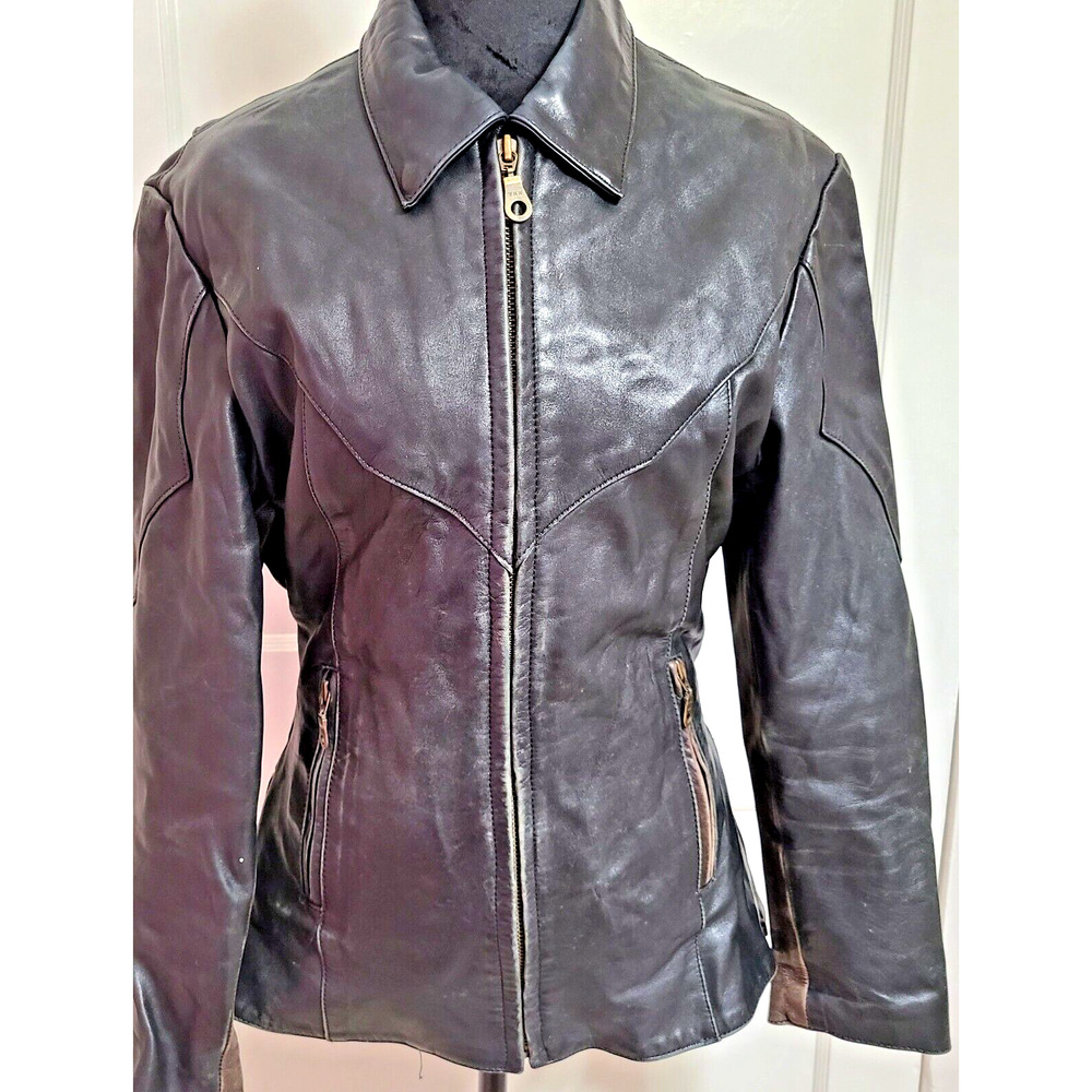 Raider Womens Black Leather Motorcycle Jacket Sz 8 Removable Thinsulate Liner